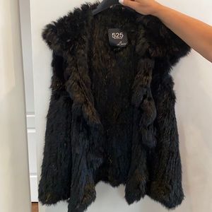 525 AMERICA BLACK RABBIT FUR VEST
